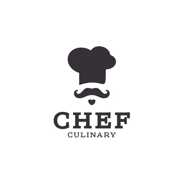 Chef cocinero logo icono toque, chefs sombrero vector tendencia estilo plano marca bigote barba stylinga — Vector de stock