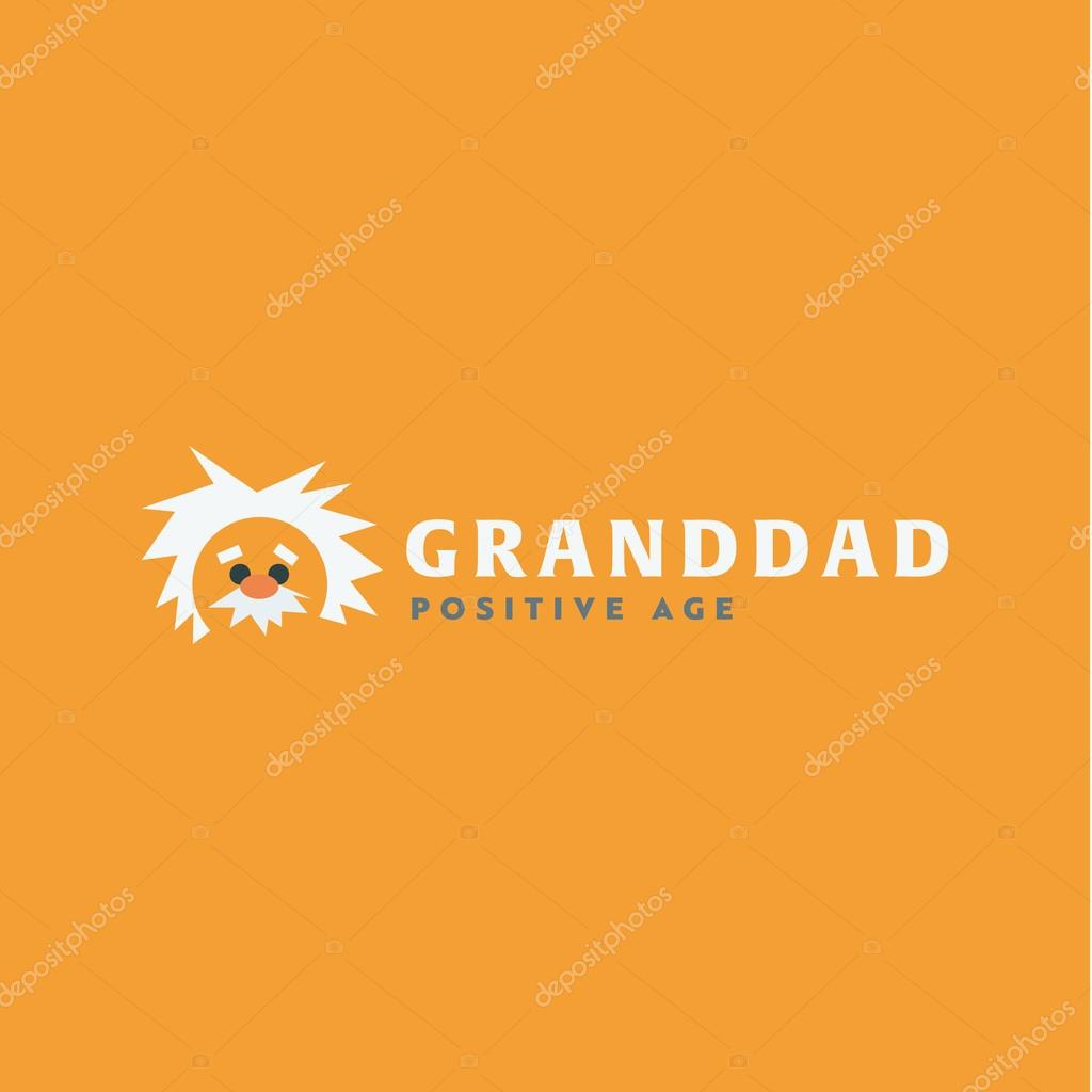 Logo grandfather Professor old man, white-haired cute icon vector illustrations