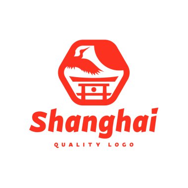 Asya işareti Shanghai vinç sinekler gökyüzü kültür geleneği Asya sun sembolü logo simge eğilim ve stil düz