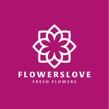 Çiçek aşk kalite düz eğilim marka simge vektör çizim