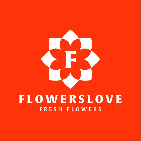 Çiçek aşk kalite düz eğilim marka simge vektör çizim — Stok Vektör
