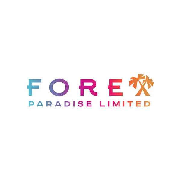 Logo Forex Paradise pálmafák vállalati helyett levél stílus X magas minőségű Trend színátmenetek — Stock Vector