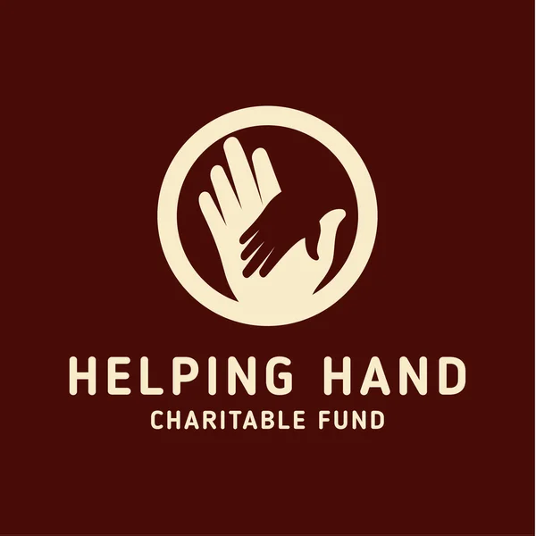 Segítő kéz felnőtt és gyermek logó ikon jótékonysági segítséget pin alakú — Stock Vector