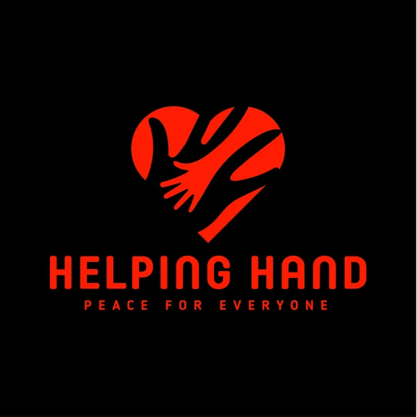 Helfende Hand Erwachsene und Kinder Logo-Symbol Wohltätigkeitsorganisation helfen Wohnung — Stockvektor