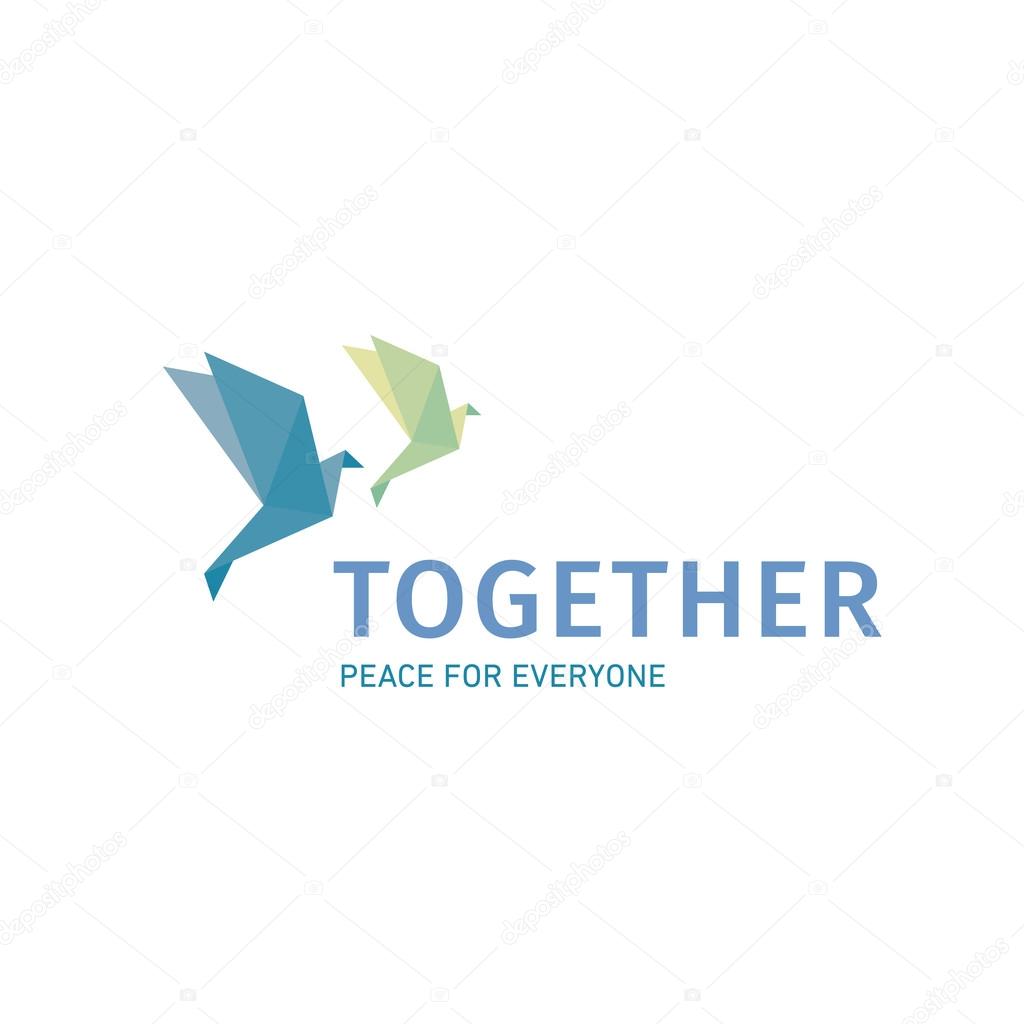 Two doves in the style of origami flying together for a charity fund logo