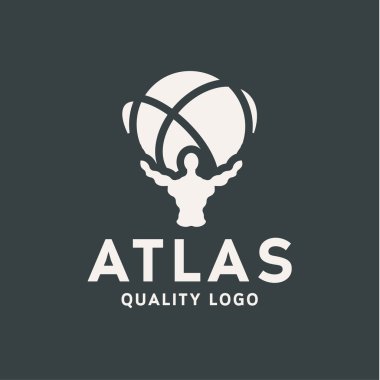 Atlant Atlas holds earth quality stylized logo for your company vector trendy style flat clipart