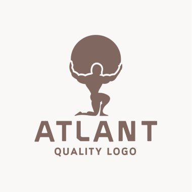 Atlant Atlas holds earth quality stylized logo for your company vector trendy style flat