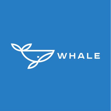 Logo whale in a line an outline, flat design style for your company.
