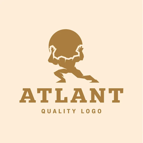 Atlant Atlas holds earth quality stylized logo for your company vector trendy style flat — 图库矢量图片