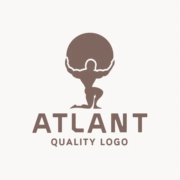 Atlant Atlas holds earth quality stylized logo for your company vector trendy style flat — Stock Vector