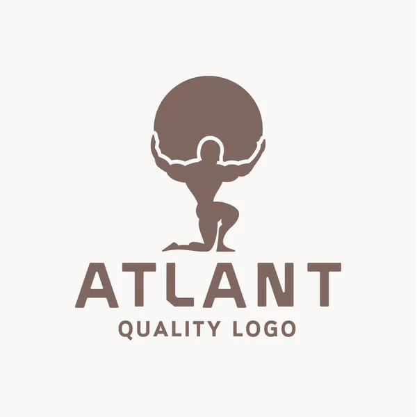 Atlant Atlas holds earth quality stylized logo for your company vector trendy style flat — Stockový vektor