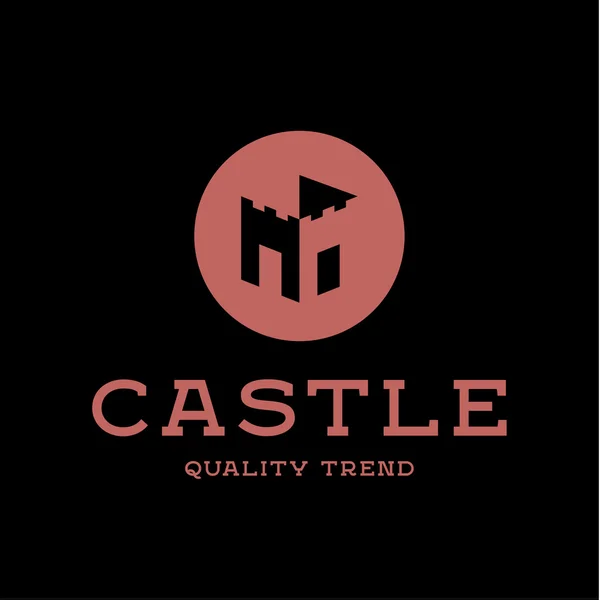 Castillo fortaleza marca logo diseño moderno estilo plano único para la empresa — Vector de stock