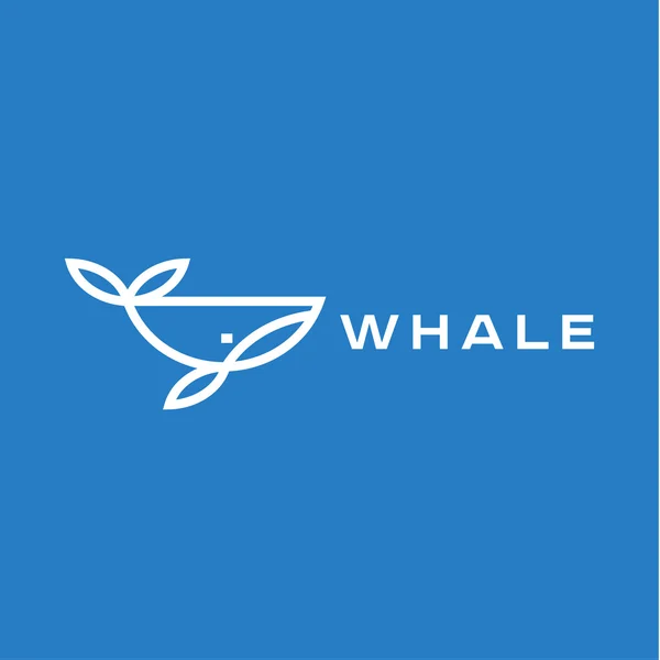 Logo whale in a line an outline, flat design style for your company.
