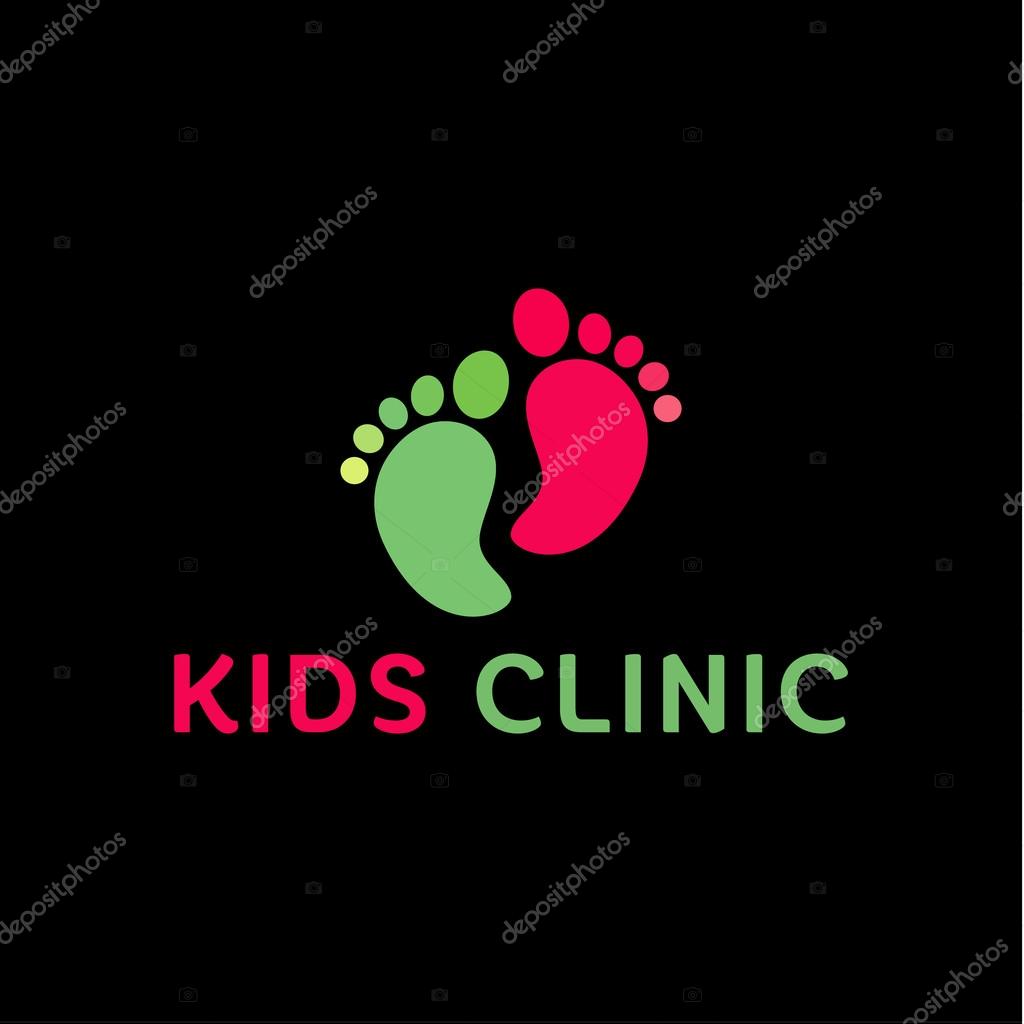 Logo Childrens health clinic, the childs feet flat trend style vectors