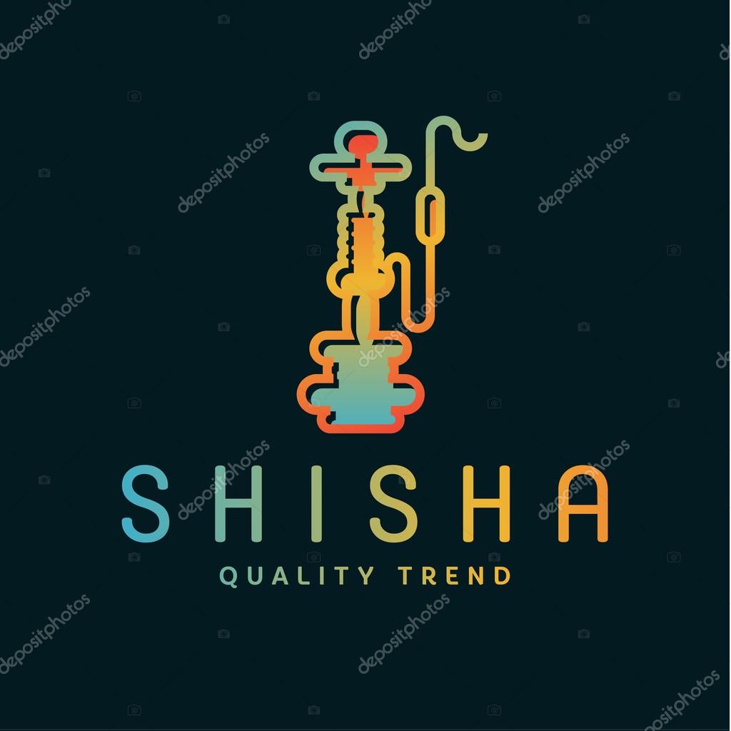 Shisha hookah for tobacco smoking and smoking mixtures for your company brand, quality gradientyny contour logotype flat