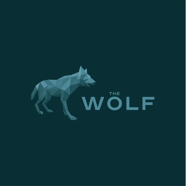 Wolf Low poly poligonyn style vector illustration logo in blue shades of the quality mark — Stockový vektor