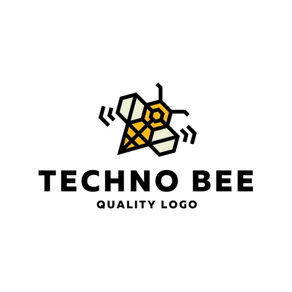 Alas técnicas dinámicas de vibración de abejas, un logo plano — Vector de stock