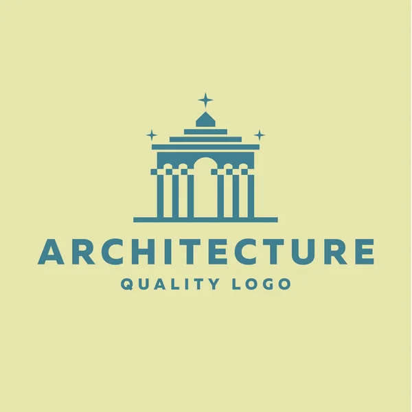 建筑外观: 浅黄色背景 aer 上蓝色抽象极简主义中建筑 — 图库矢量图片