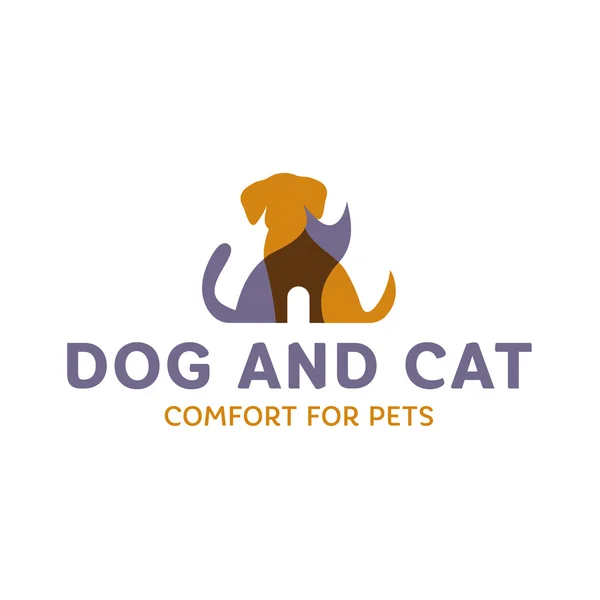 Perro y gato con efecto Overlay trend logo art — Vector de stock