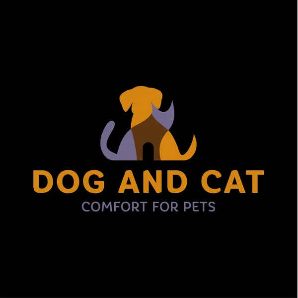 Köpek ve kedi efektli bindirme eğilim logosu sanat