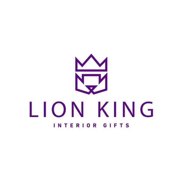 Lion couronne comme roi tendance logo cadeaux plat style art — Image vectorielle