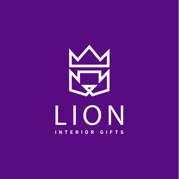 Λιοντάρι στέμμα ως τάση λογότυπο δώρα επίπεδη στυλ τέχνης — Διανυσματικό Αρχείο