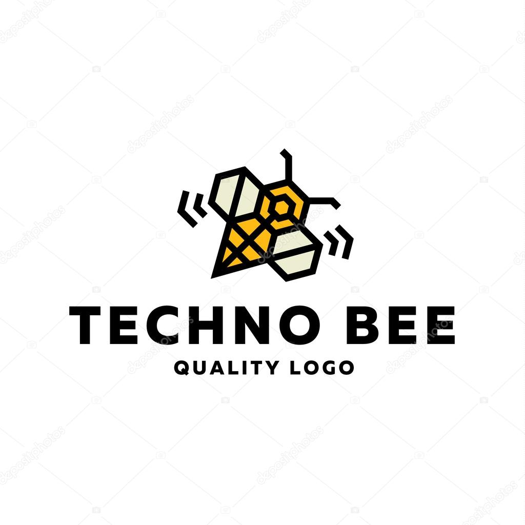Technical bee vibration dynamics wings, a flat logo art