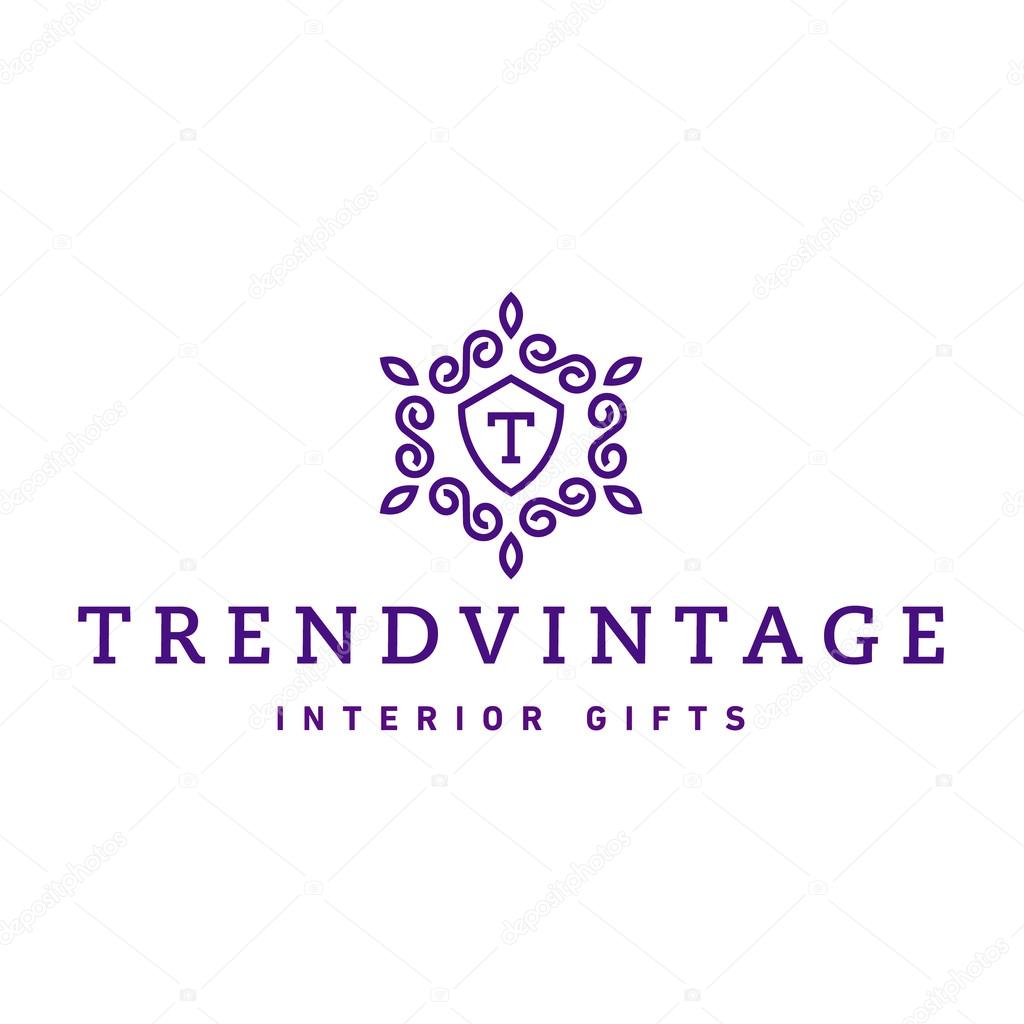 Letter T Monogram pattern trendy vintage logos vector quality