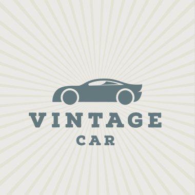 Eski model araba düz, yüksek kaliteli vektör logo eğilim simgesi sanat