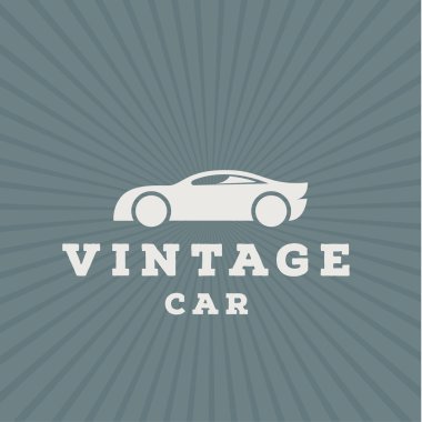 Eski model araba düz, yüksek kaliteli vektör logo eğilim simgesi sanat