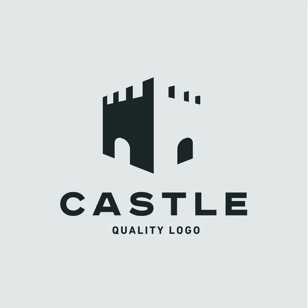 Castillo abstracto fortaleza tendencia plana calidad logotipo vector signo — Vector de stock