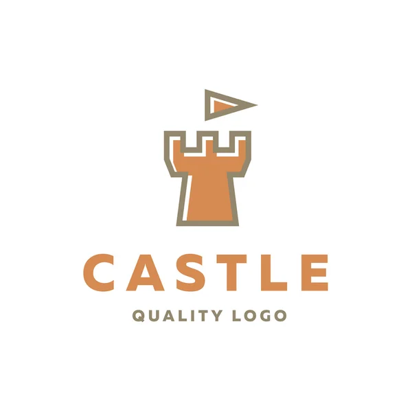フラット品質ロゴ ベクトル記号をトレンドの抽象的な城郭 — ストックベクタ