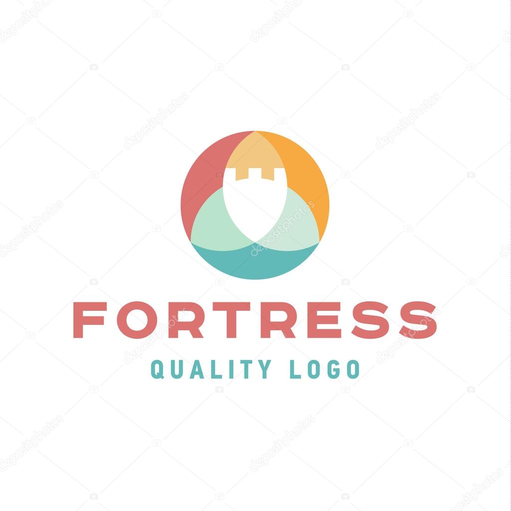 Abstract castle fortress trending flat quality logos vector sign