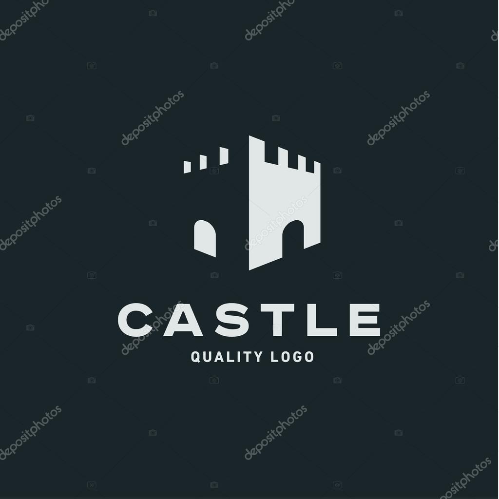Abstract castle fortress trending flat quality logos vector sign