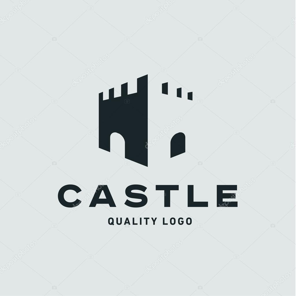 Abstract castle fortress trending flat quality logos vector sign