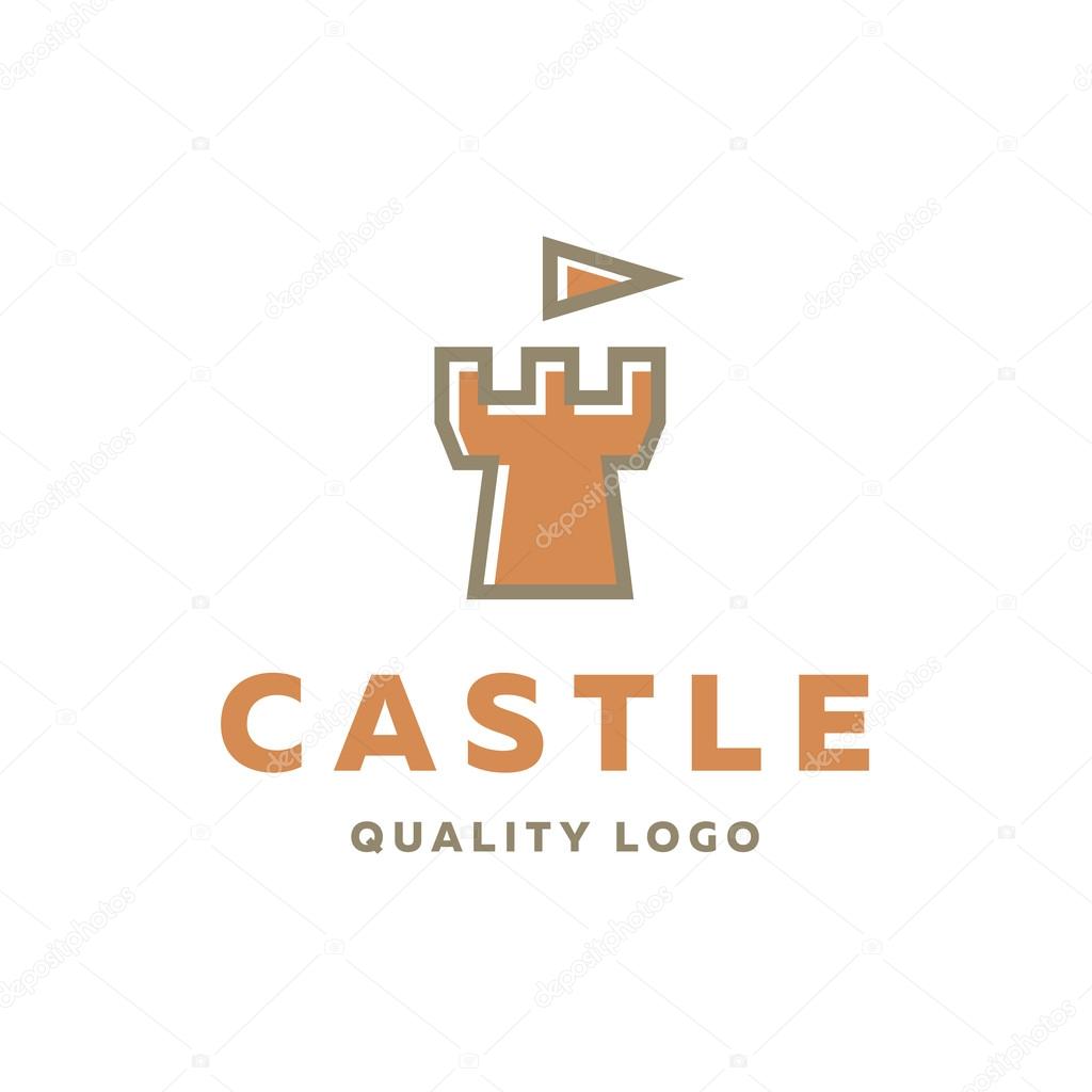 Abstract castle fortress trending flat quality logos vector sign