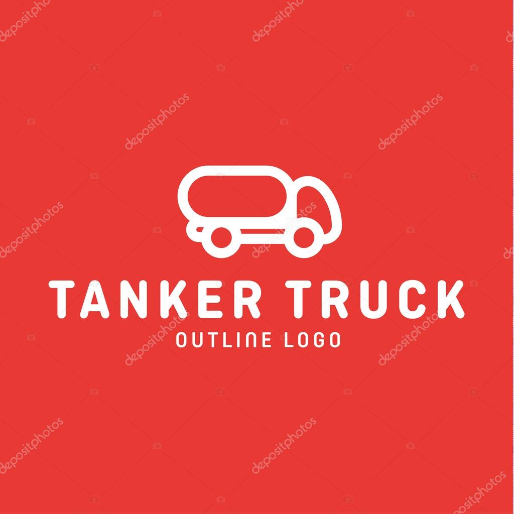 Truck trending an outline line quality vector logo style flat