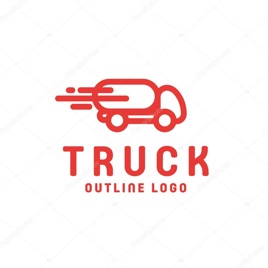 Truck trending an outline line quality vector style flat art