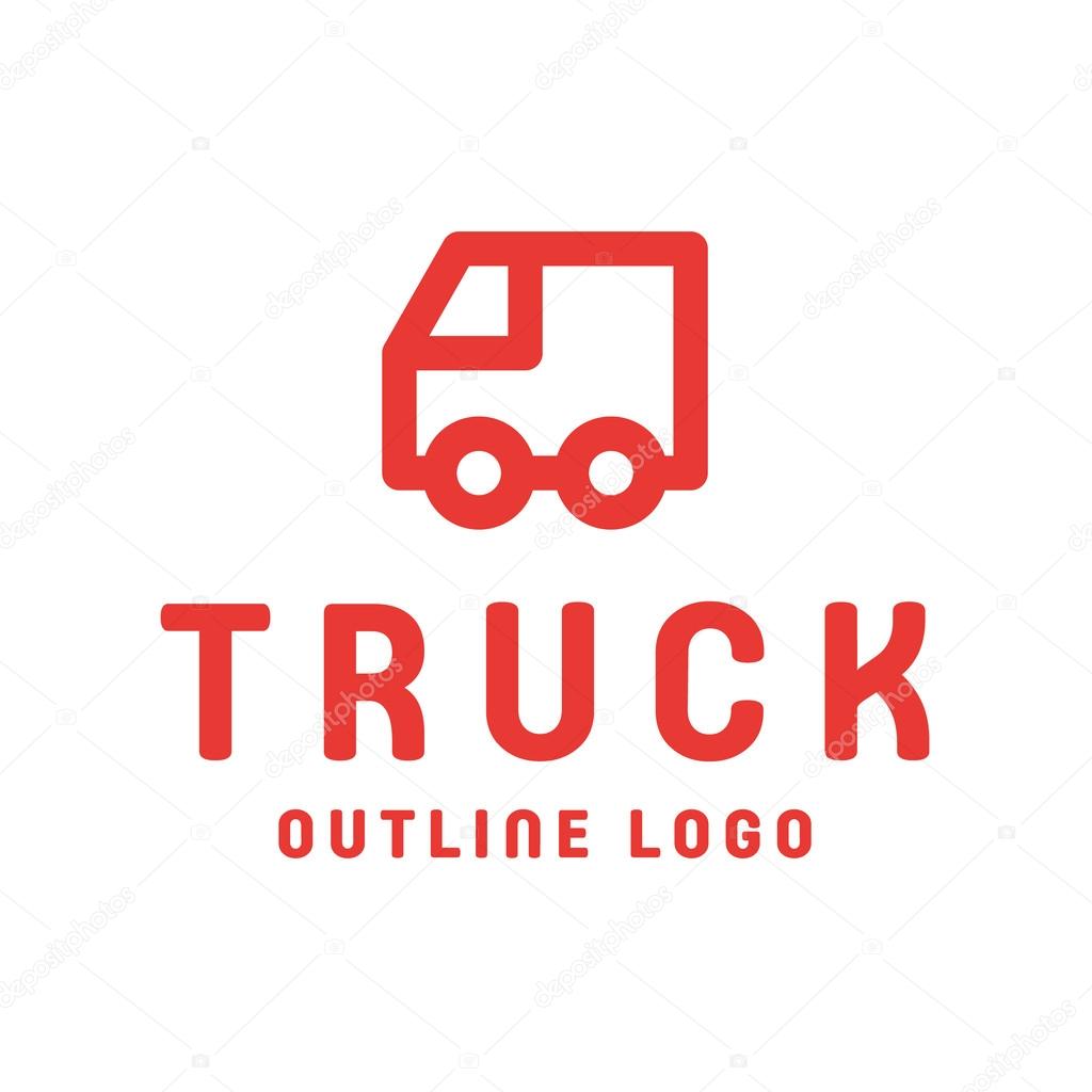 Truck trending an outline line quality vector style flat art