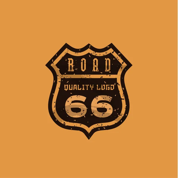 Road sign, Highway 66, high-quality brand-name brand logo vector graphics, illustration flat. — Wektor stockowy