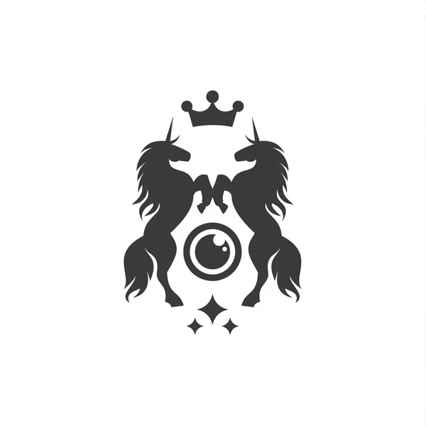 Two Unicorns illustration crown shine flat style — Stock Vector