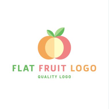 Fruit with leaves in the context of an abstract apple icons sign for flat style logo.