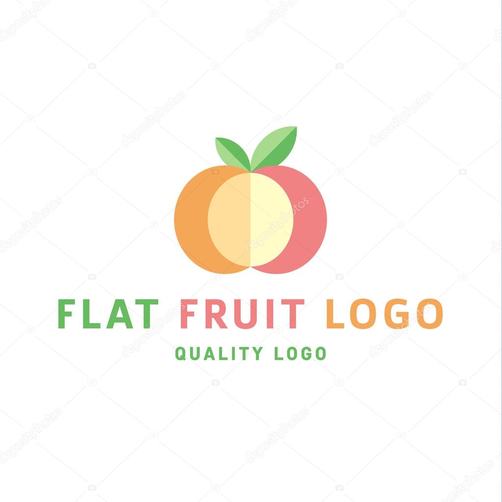 Fruit with leaves in the context of an abstract apple icons sign for flat style logo.