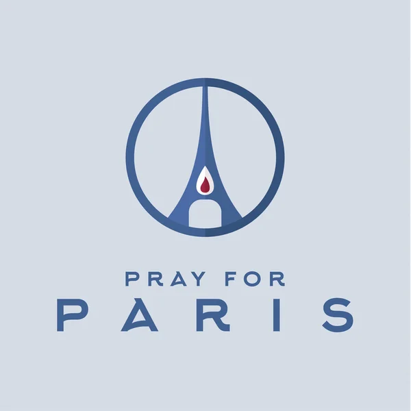 Imádkozzatok a Párizs, Franciaország, péntek, 13 November 2015-ig világ a terror nélkül Eiffel-torony, a memória gyertya jel — Stock Vector