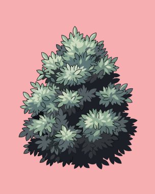 Yeşil yosunlu bir çalılığın vektör çizimi