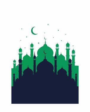 Ramazan Kareem camii silueti ve yıldız ayı.