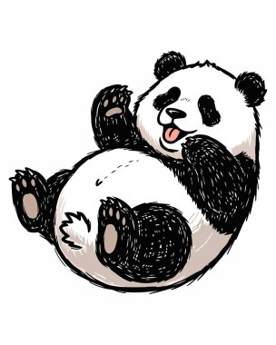 Neşeli bir panda mutlu bir ifadeyle sırt üstü uzanıyor, neşe ve kaygısızca eğleniyor. Bu büyüleyici illüstrasyon eğitim materyalleri, çocuk kitapları ya da neşeli ve esprili bir dokunuş gerektiren her proje için mükemmeldir..