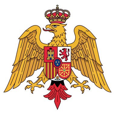 İspanyol İmparatorluğu armasının belirgin tasviri, özellikle kraliyet tacının altında yer alan Aziz John kartalının, tarihsel vexillolojik unsurları sergiliyor..