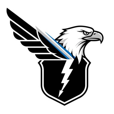 Sert beyaz yıldırımlar içeren siyah bir ibikten çıkan agresif bir kartal kafası içeren çarpıcı tek renkli logo, gücü ve hızlı hareketi vurguluyor..