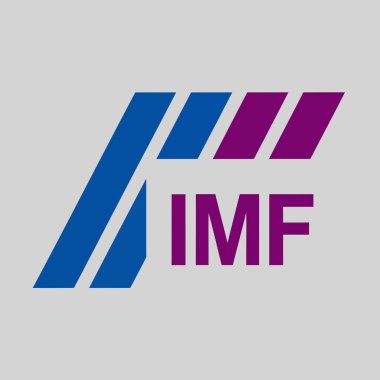 Official International Monetary Fund (IMF) vector graphic logo featuring stylized blue and purple shapes with 